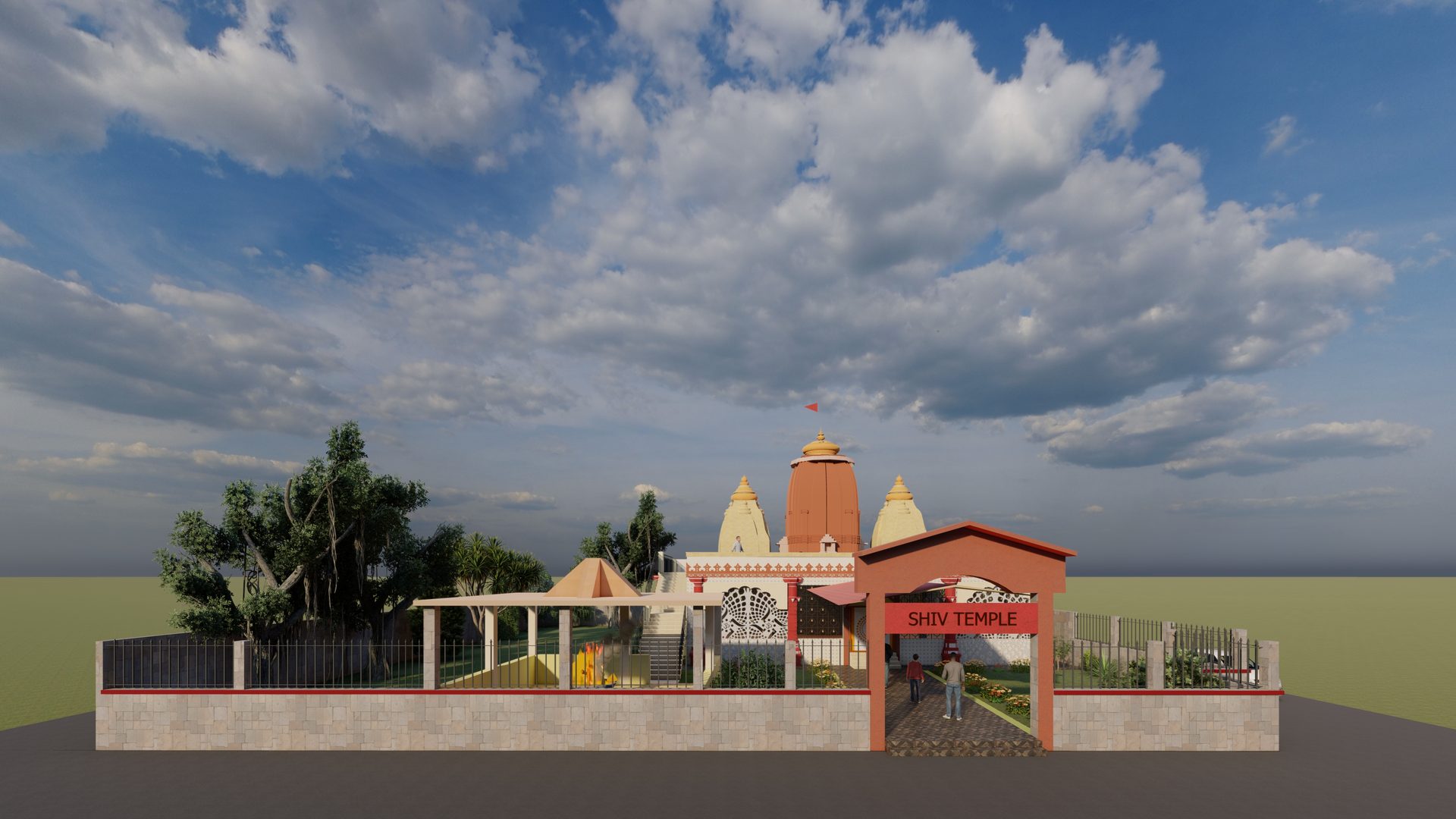 Shiv Mandir — front three-quarter elevation