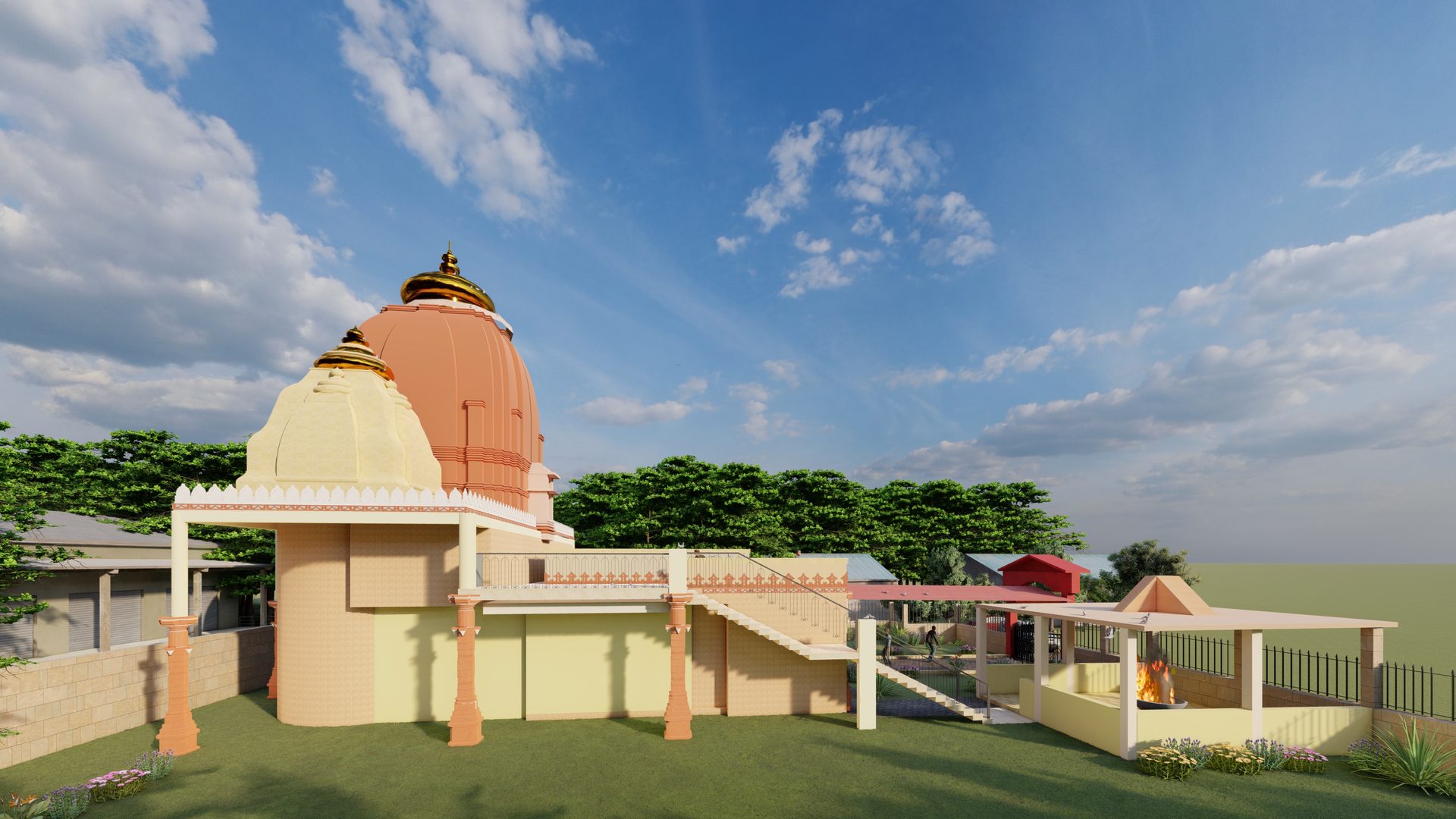 Shiv Mandir — side view across the compound