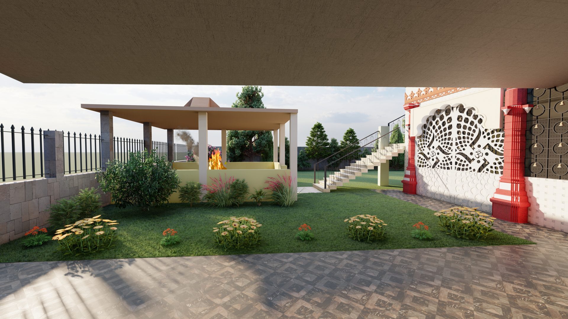 Shiv Mandir — covered entrance walkway