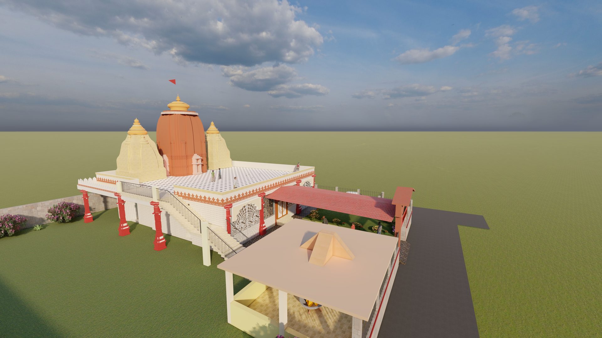 Shiv Mandir — three-quarter view of the temple